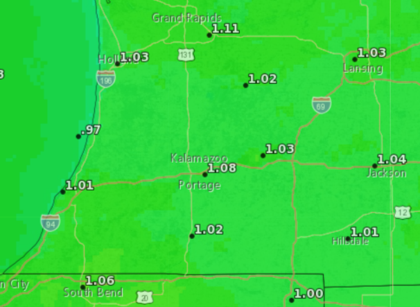 Weekly forecasted reference evapotranspiration rate for the week ending Aug. 24.